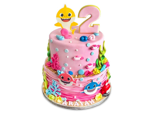 Baby Shark 2-Tier Ombre Cake