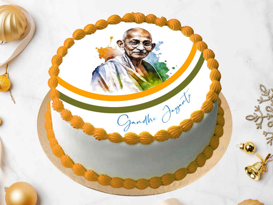 Gandhi Jayanti Photo Cake 2