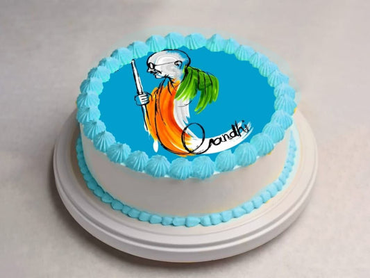 Gandhi Jayanti Photo Cake