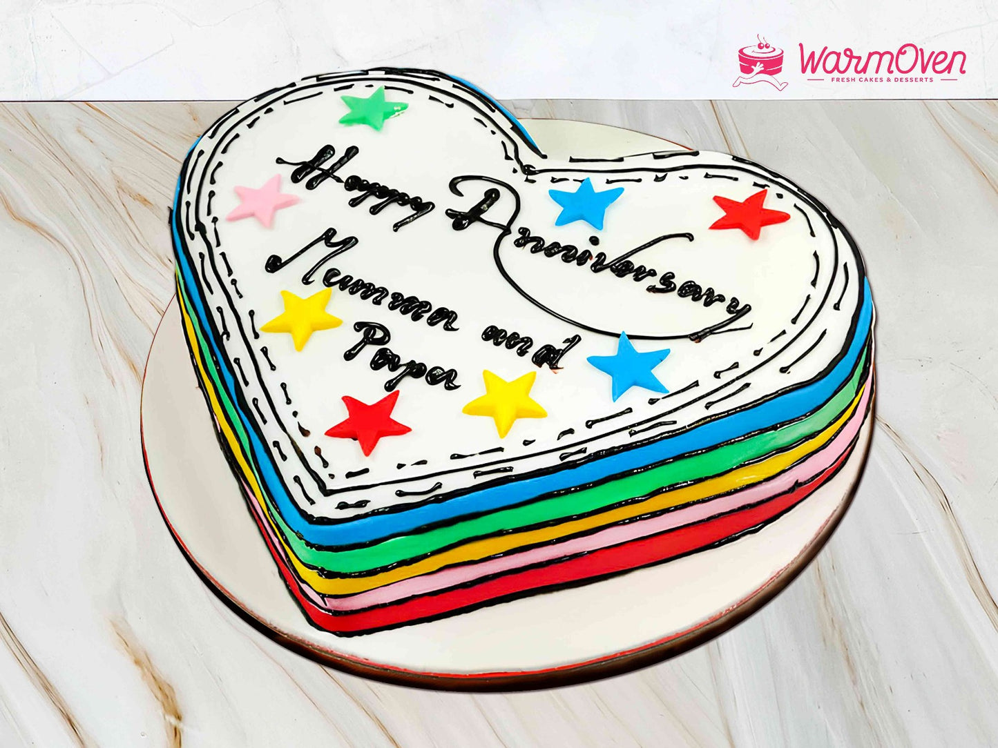 Heart Shape Rainbow Comic Cake