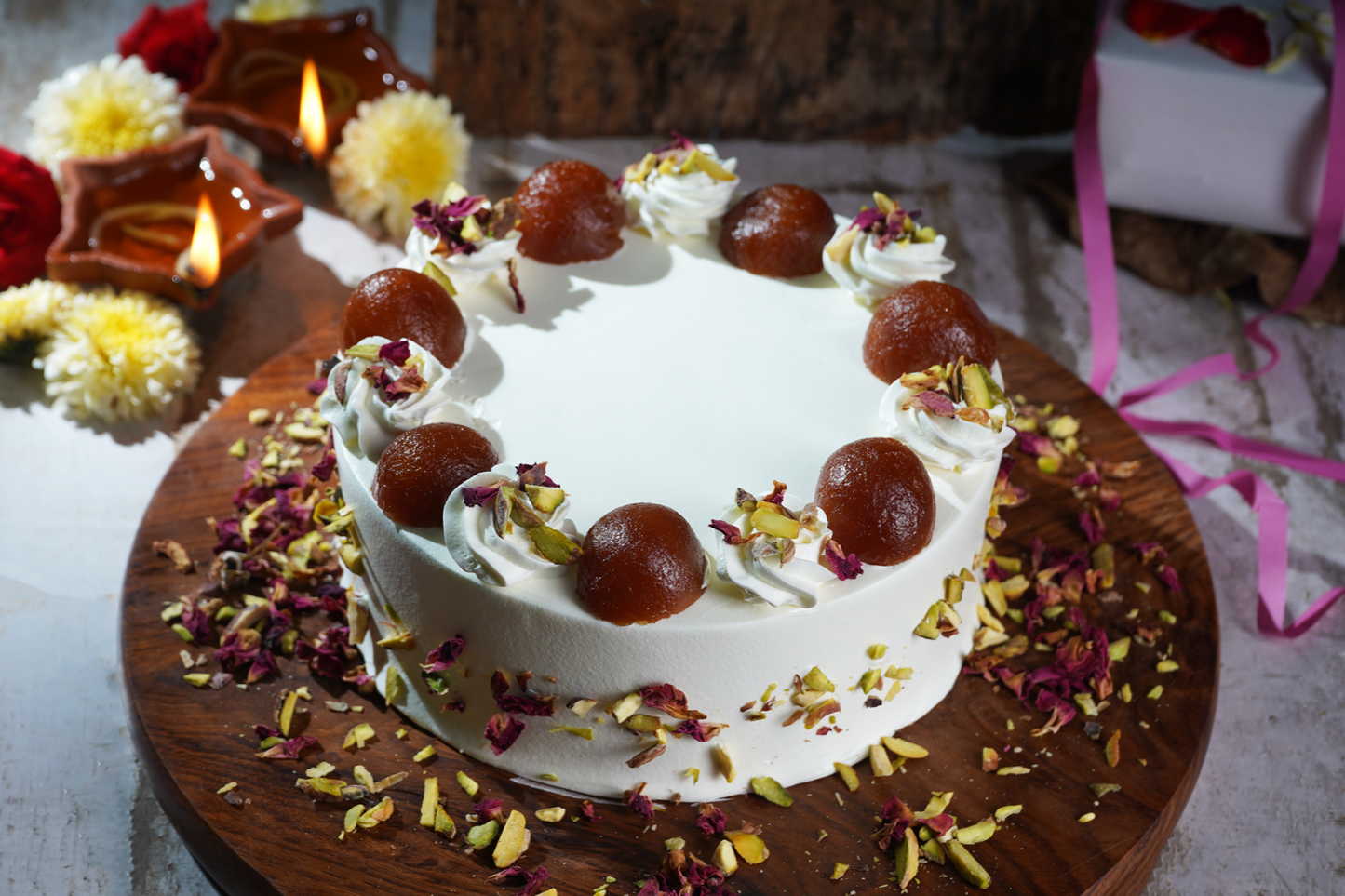 Nutty Gulab Jamun Cake