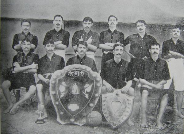 Indian players with the Indian Football Association Shield