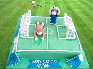 Football stadium cake with team players & scarf