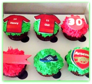 Cupcakes with football team logo, jersey & cleats