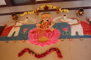 Goddess-Laxmi-Beautiful-Diwali-Rangoli-Design