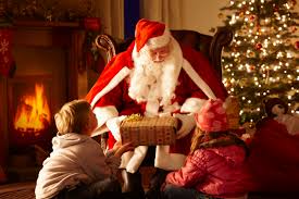 Eagerly Awaited Santa Handing Out Gifts to the Family