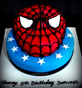 2 tiered spiderman mask cake