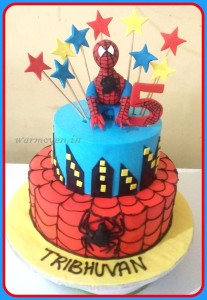 2 tiered Spiderman cake with stars