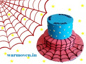 2 tiered Spiderman's web cake