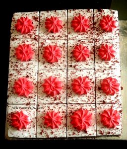 Red pastry for Holi with Strawberry flavor 