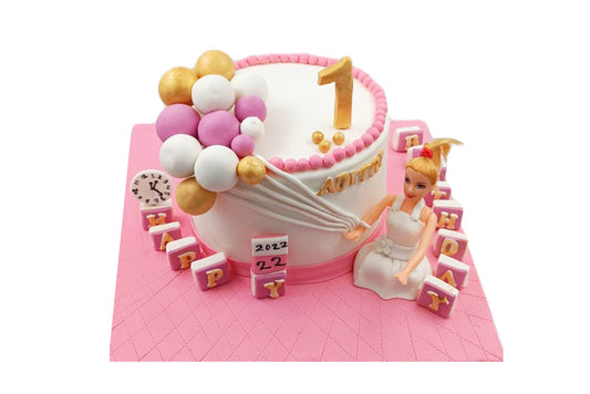 Barbie Balloon Custom Cake