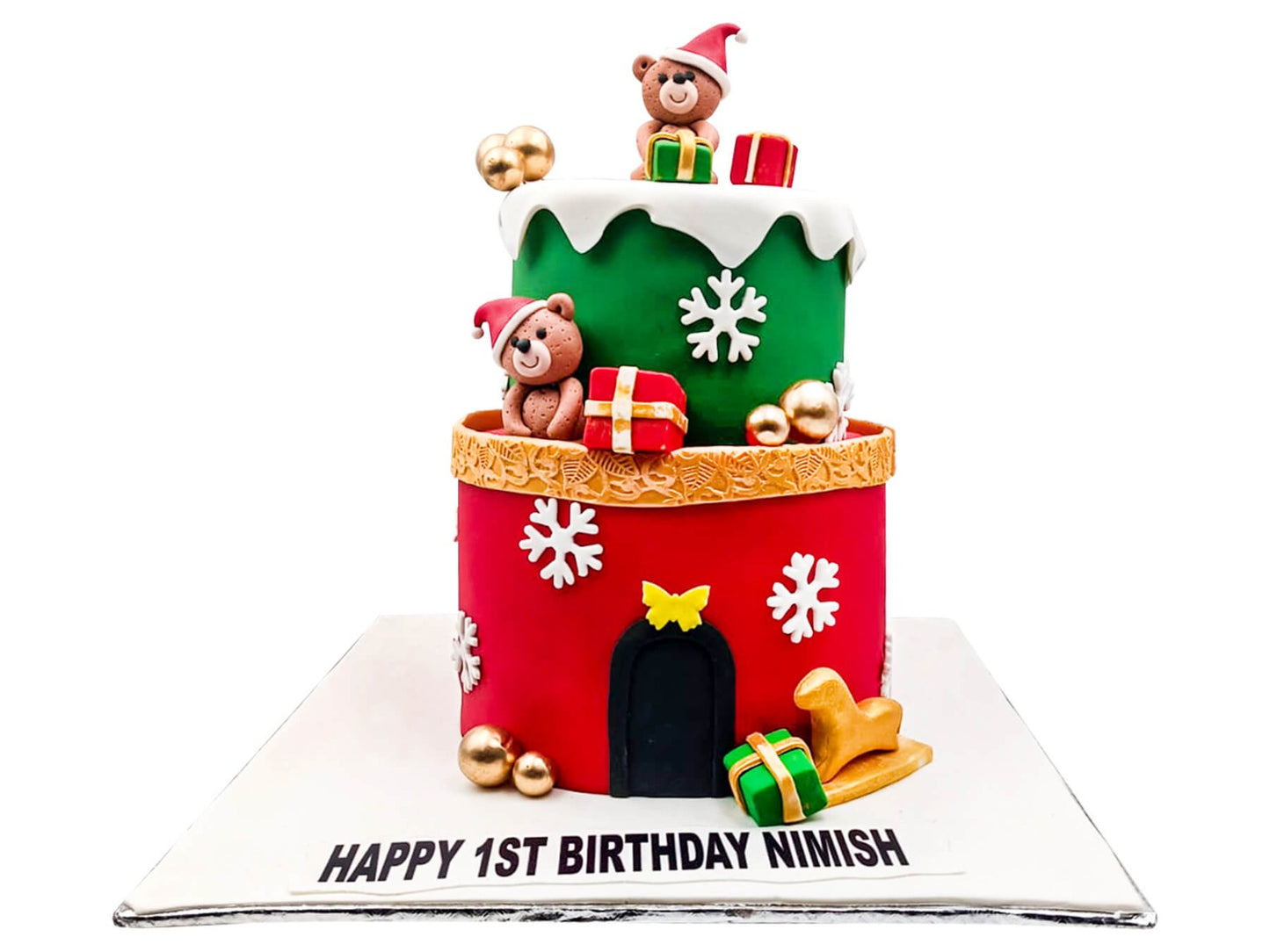 Christmas Theme Teddy Custom Cake