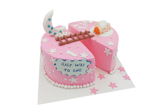 Pink Half Way To One Custom Cake
